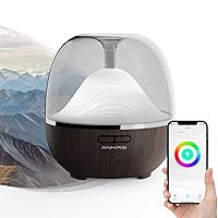 Smart WiFi Essential Oil 600ml Air Diffuser & Humidifier Compatible with Alexa/Google Home, Mountain Scent Diffuser with Multicolor LED, Timer for Bedroom Large Room and Home-Black Walnut