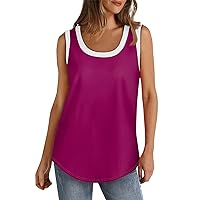 Tank Top for Women Solid Color Sleeveless Casual Athletic Tank Shirts Summer Casual Square Neck Cotton Tank Top