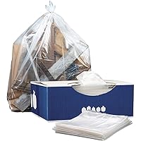 Plasticplace - W55LDC2 55-60 gallon Trash Bags │ 2 Mil │ Clear Heavy Duty Garbage Can Liners │ 38” x 58” 1 Count (Pack of 50)