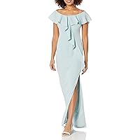 Adrianna Papell Women's Ruffled Dress with Cold Shoulder Sleeves