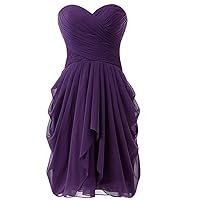 Women's Bridesmaid Dresses Short Strapless Chiffon Sweetheart Prom Gowns