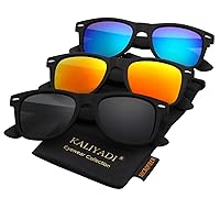 KALIYADI Polarized Sunglasses for Men and Women Matte Finish Sun glasses Color Mirror Lens UV Blocking (3 Pack)