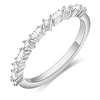 0.24 Carats G-H Color Real Moissanite Ring 1PC Sterling Silver Wedding Band Plated by Platinum Half Eternity Moissanite Diamond Bridal Ring for Her Minimalist Stackable Everyday Ring for Women Cheap Jewelry Birthday Gifts for Mom