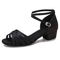 Ballroom Latin Salsa Dance Shoes Women Low Heel Practice Dancing Sandals for Social Dance Beginner S04