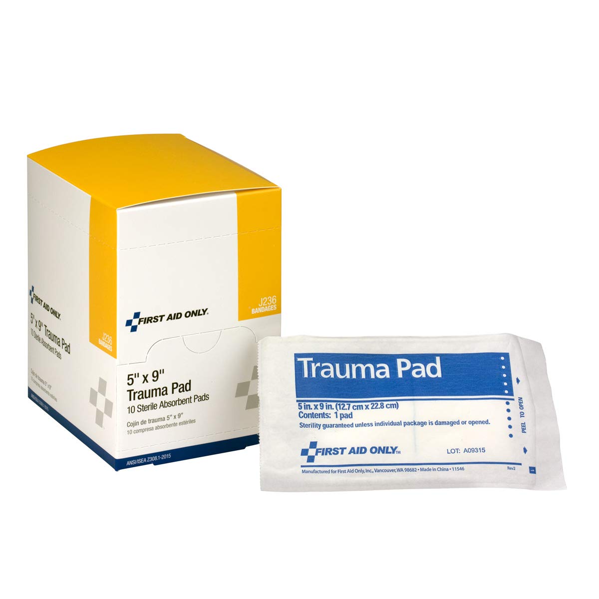 First Aid Only - LYSB00I02OMJU-SPRTSEQIP Trauma Pad, 5 Inch X 9 Inch, 10 Count Box
