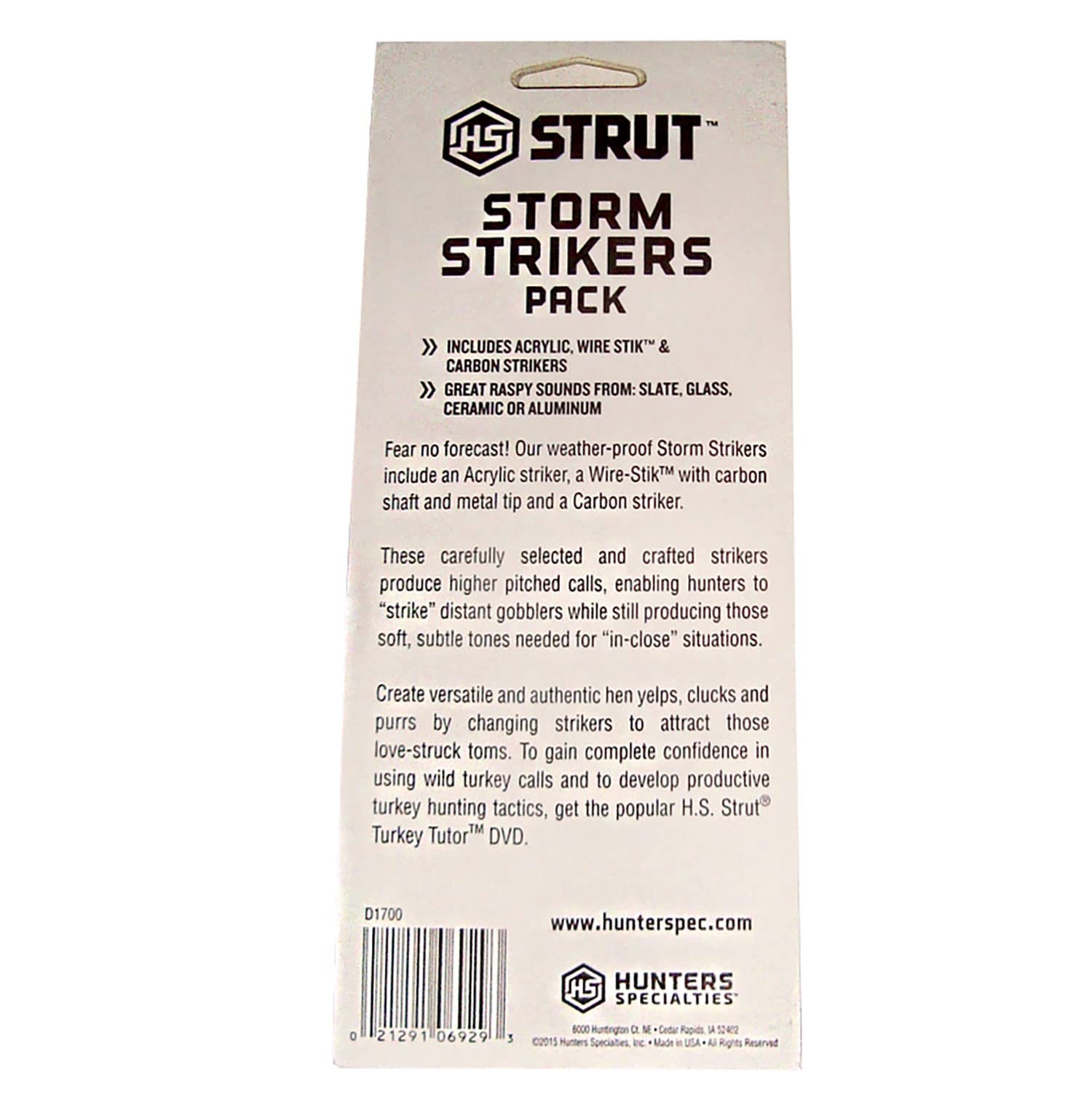 Hunters Specialties Realistic Sounds Easy-to-Use Weather Resistant H.S. Strut Storm Strikers Peg Pack of 3