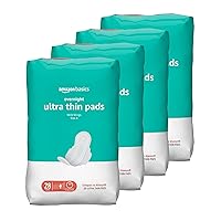 Amazon Basics Ultra Thin Pads with Flexi-Wings for Periods, Overnight Absorbency, Unscented, Size 4, 112 Count (4 Packs of 28) (Previously Solimo)