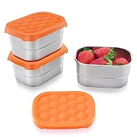 Stainless Steel Snack Containers for Kids | Leak Proof 304 Stainless Steel Food Containers with Silicone Lids - Perfect Small Metal Lunch Box Containers for Toddlers (8oz, Set of 3)