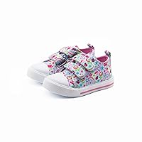 Toddler Girls Boys Shoes Kids Canvas Sneakers with Cartoon Print Adjustable Velcro Strap