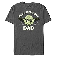 Big & Tall Yoda Merriest Dad Men's Tops Short Sleeve Tee Shirt, Black, 3X-Large