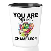 Reptile Lover Shot Glass 1.5oz - Funny Reptile Mug For Collector, Herpetologist, Pet Owner - Funny Fauna Nature Exotic Lovers Amphibian Species (You Are One In A Chameleon)