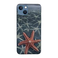Starfish Coastal Printed Clear Case for iPhone 13 Mini Case 5.4 Inch - Shockproof Phone Case Cover with Wireless Fast Charging, Not Yellowing