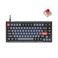 Keychron V1 Wired Custom Mechanical Keyboard, 75% Layout QMK/VIA Programmable Macro with Hot-swappable Keychron K Pro Red Switch Compatible with Mac Windows Linux (Frosted Black - Translucent)