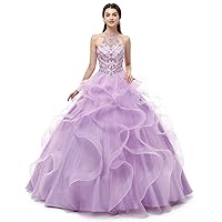 Blue/Purple Shiny Large Puffy Corset Quinceanera Dress Girls' Birthday Party Sweet 16 Pageant Prom Gown