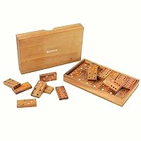 Logica Puzzles Art. Domino Classic - Board Game in Fine Wood - Educational Game for 2-4 Players - Travel Version
