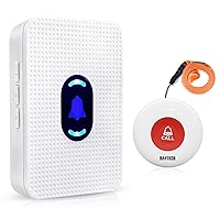 Daytech Caregiver Pager Wireless Call Button for Elderly Call Bell for Patients at Home Life Alert Systems for Seniors Disabled Elderly Fall Alert Devices 1 Emergency Button 1 Receiver