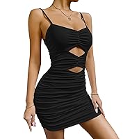 Sexy Mini Dress,Women’s Sleeveless Backless Suspender Dress Hollow Out Hip Skirt for Cocktail Club Wear YH22067