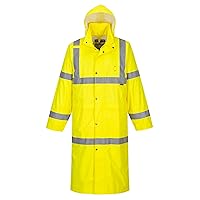 UH445 Men's Classic Raincoat Waterproof Hi Vis Reflective Long Rain Jacket ANSI Class 3