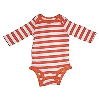 Petitebella Orange White Stripes L/s Cotton Bodysuit Romper Set Nb-18m