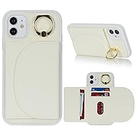 Ｈａｖａｙａ for iPhone 11 Case for Women iPhone 11 case with Card Holder iPhone 11 Phone Case Wallet with Credit Card Slots,Shockproof Slim Cover with Ring Kickstand - White