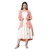 Traditional Wear Indian Rayon Emboriedery Top And Shrug Woman Kurti Set 553D