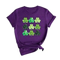 Womens St Patricks Day Tshirt Funny Shamrock Graphic Tees Short Sleeve Summer Tops Fashion Casual Basic Crewneck Tshirts