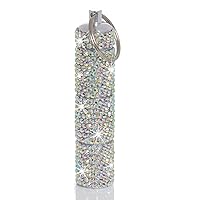 Bling Pill Case Pill Box Pill Organizers with Keychain Rhinestone Portable Pill Holder Waterproof Glitter Pill Storage Container for Indoor Outdoor Traveling Camping (Silver Colorful, 3 Compartments)