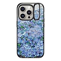 CASETiFY Impact Ring Stand Case for iPhone 15 Pro [6.6ft Drop Protection/Compatible with Magsafe] - Nantucket Blue Hydrangeas - Clear Black