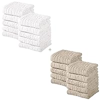 Yoofoss Muslin Baby Washcloths 100% Cotton Face Towels 20 Pack Wash Cloths for Baby 12x12in Soft and Absorbent Baby Wipes (White & Apricot)