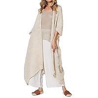 Celmia Women Long Kimono Cardigan Flowy Maxi Blouse Cover up Bat Sleeve Strap Long