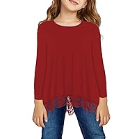 Girls Casual Tunic Tops Short Sleeve Loose Soft Blouse T-Shirt for 4-13 Years