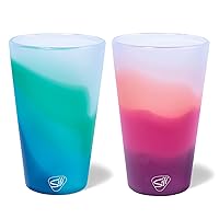 Silipint: Silicone Pint Glasses: 2 Pack -Mountain Air & Desert Sun -16oz Flexible Unbreakable Cups, Sustainable, Hot/Cold, Easy Grip