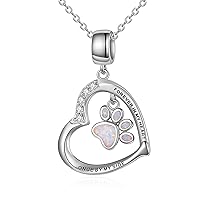 Paw Print Necklace Sterling Silver Dog Cat Charms Pendant Cremation Jewelry Cat Dog Memorial Gifts for Women Girls