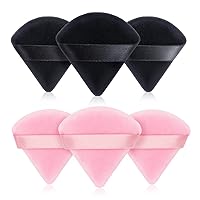 6Pcs Triangle Powder Puffs for Face Powder,Soft Makeup Puff for Loose Powder,Makeup Sponge Foundation Blender Wet and Dry Use Makeup Tool（Black/Pink）