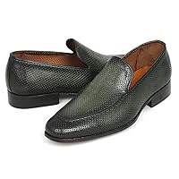 Paul Parkman Perforated Leather Loafers Green (ID#874-GRN)
