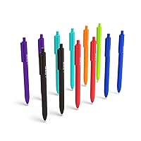 STAPLES TRU RED Retractable Quick Dry Gel Pens, Assorted Colors, 0.7mm Medium Point (1 Dozen Pens) – Smooth-Flowing Ink Pens with Full Rubberized Barrel for Comfort, Acid-Free Gel Pens