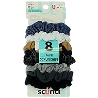 Scunci Effortless Beauty Mini Scrunchies No-damage Assorted Denim-Colors Elastics 8 Count, Ponytailers