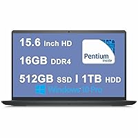 Dellnspiron 15 3000 3510 Premium Business Laptop 15.6nch HD Anti-Glare Displayntel 4-Core Pentium Silver N5030 Processor 16GB DDR4 512GB SSD + 1TB HDD USB3.2 Win10Pro Carbon Black (Renewed)