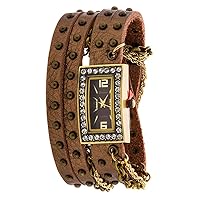 Geneva Platinum12959012 Women's Rhinestone Chain Studded Wrap-around Watch-BRONZE