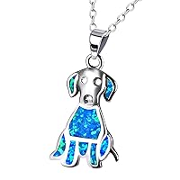 KELITCH Women Choker Necklace Synthetic Opal Cat Pendant with 16-18 Chain