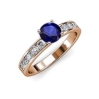 Blue Sapphire & Natural Diamond (SI2-I1, G-H) Engagement Ring 1.95 ctw 14K Rose Gold