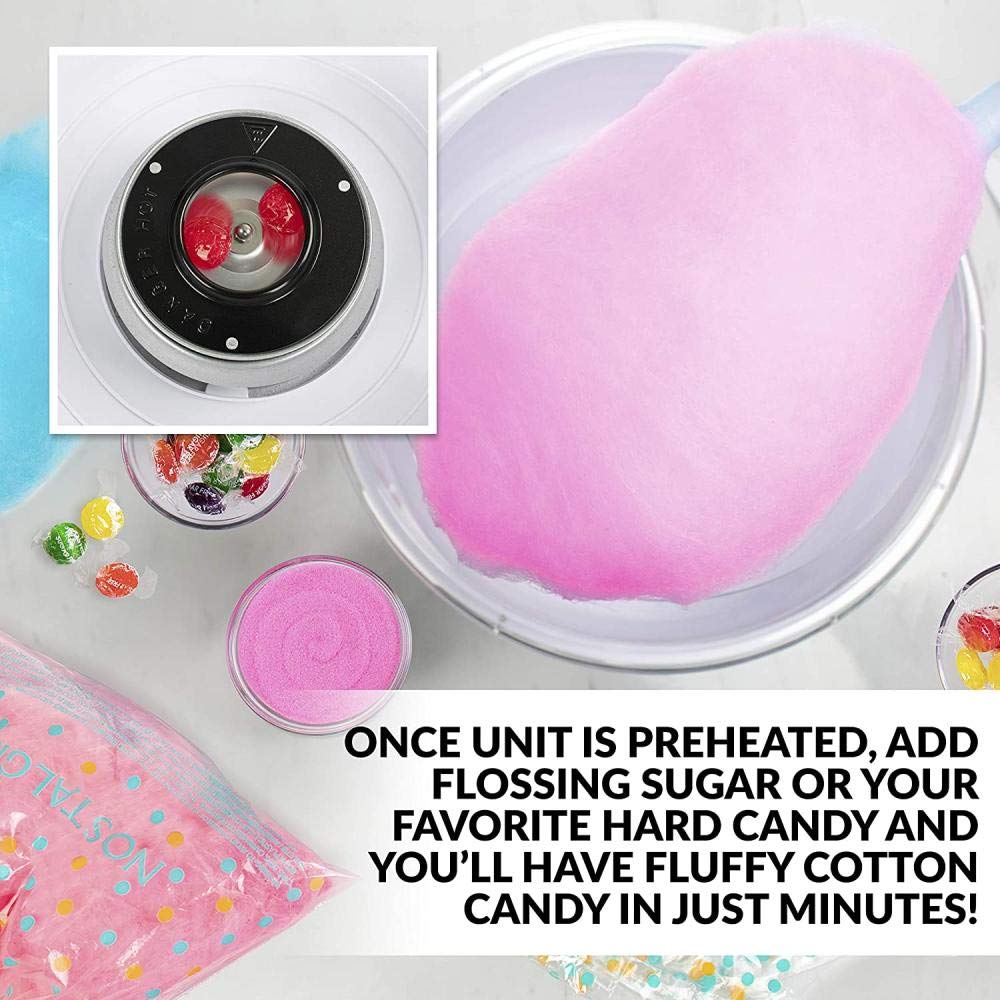 Nostalgia Vintage Hard and Sugar Free Countertop Original Cotton Candy Maker, Includes 2 Reusable Cones And Scoop – Pink, Main