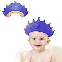 Baby Shower Cap Silicone for Children, Soft Adjustable Bathing Crown Hat Safe for Washing Hair, Protect Eyes and Ears from Shampoo for Baby, Toddlers and Kids from 6 Months to 12-Year Old