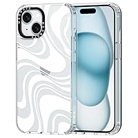 MOSNOVO Compatible with iPhone 15 Case, [Buffertech 6.6 ft Drop Impact] [Anti Peel Off Tech] Clear TPU Bumper Shockproof Phone Case Cover with White Swirl Designed for iPhone 15 6.1