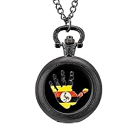 Uganda Flag Palm Vintage Pocket Watches with Chain for Men Fathers Day Xmas Present Daily Use