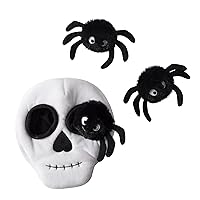 Fringe Studio Hide & Seek Burrow Plush Dog Toy, Skull with Spiders, 3 Piece Set, Pet Shop Collection (289206), Multicolored
