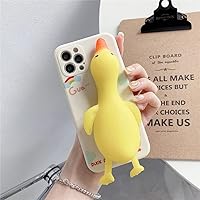 Guppy Compatible with iPhone 12 Pro Max Case Cartoon Cute Squishy 3D Finger Pinch Duck Funny Squeeze Sensory Stress Reliever Decompression Soft Bumper Shockproof Protective Case 6.7 inch Yellow