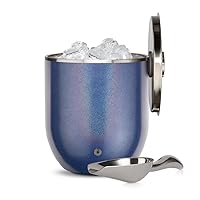 SNOWFOX Premium Vacuum Insulated Double Wall Stainless Steel Ice Lid/Scoop Bar Accessories-Large Elegant Party Bucket-Chills Several Bottles-Beautiful Entertaining, 3 Liters, Shimmer Blue