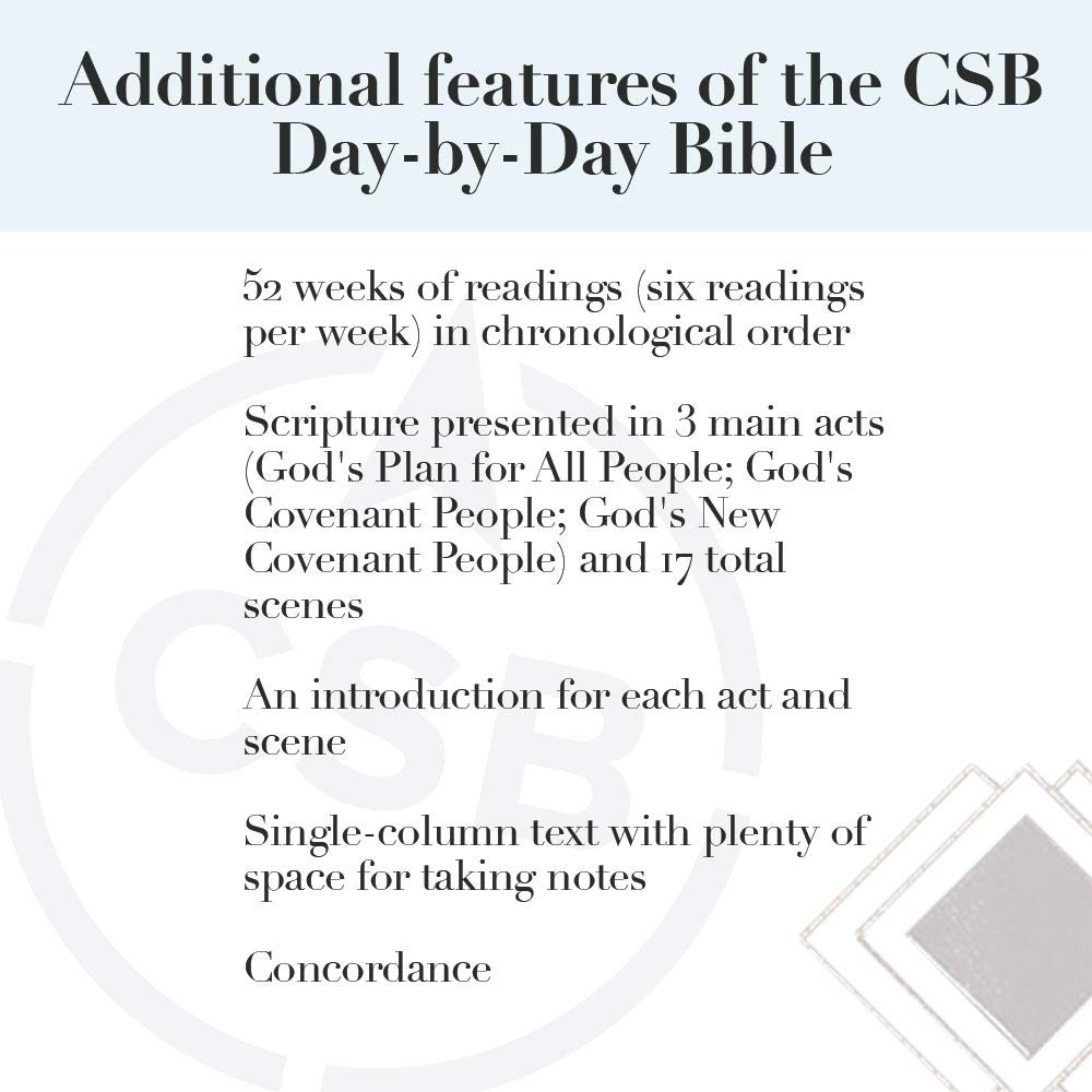 CSB Day-by-Day Chronological Bible, TradePaper, Black Letter, 365 Day, One Year, Reading Plan, Single-Column, Easy-to-Read Bible Serif Type