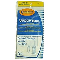 GE Upright Vacuum Cleaner Bags, Style GE1, EnviroCare Replacement Brand, Designed to fit Upright Vacuum Cleaners, 3 Bags in Pack